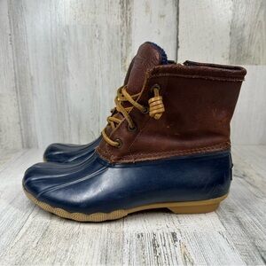 Sperry Top-Sider Women's Saltwater Duck‎ Rain Boots Blue Rubber Waterproof #111
